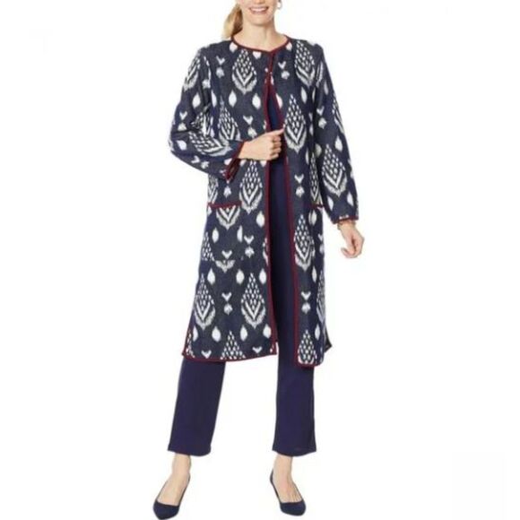 Antthony Original Knee Length Jacquard Duster Cardigan Size M - Picture 1 of 11